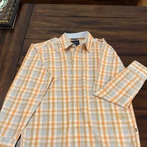 Nautica Boy’s Orange and White Checkered Shirt